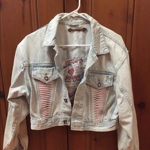 Vintage light blue LA Gear crop jean jacket